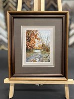 Оформление вышивки гладью с тройным паспарту в деревянную раму и музейное стекло